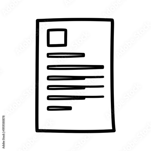 Modern Document or Resume Layout with Text and Graphics in Black and White