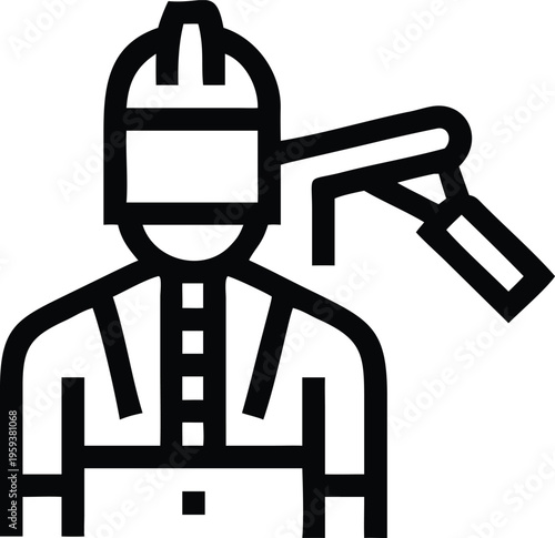 A courageous emergency services firefighter wears a protective helmet and holds an essential hose nozzle