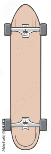 Isolated Blank Wood Skateboard, a Freeline Board, Ready for Custom Graphics and Artwork