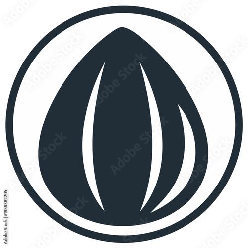 Almond Seed Shape Graphic with Circle Outline Simple Design