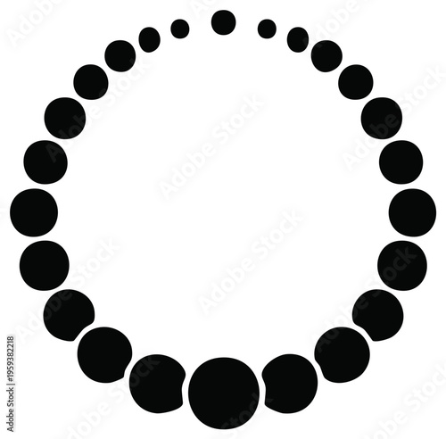Circular loading progress indicator with rotating dots of increasing and decreasing size