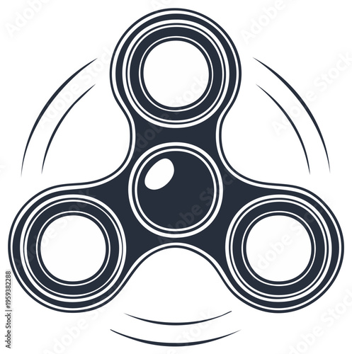 Fidget Spinner Toy Spinning Simple Monochrome Vector Illustration