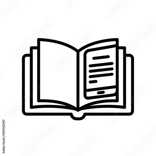 Open Book with Digital Content and Reading Material for Study and Learning