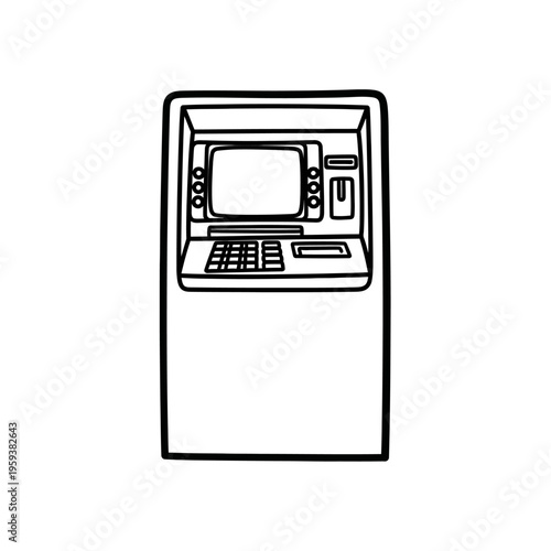 Outline Illustration of an ATM Machine for Banking Transactions