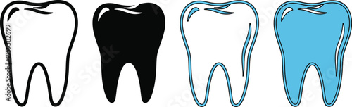 Dental health illustrations with teeth variations