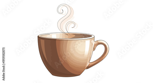 Steaming Coffee Cup with Swirling Steam