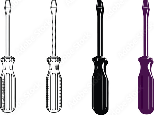 Four screwdrivers with different handles