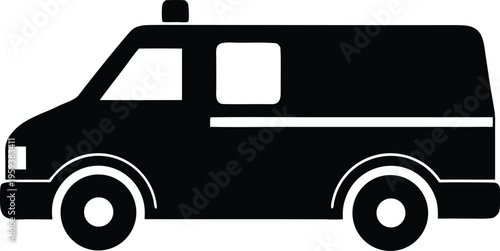 Police security transport van vehicle icon black silhouette