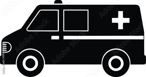 Black ambulance medical cross emergency transport vehicle icon