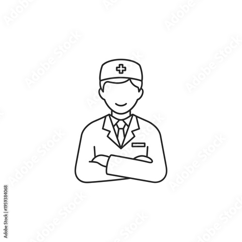 Professional Medical Doctor Wearing Lab Coat and Cross Cap Illustration