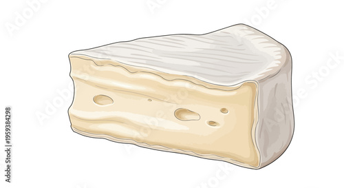 Slice of Brie Cheese with White Rind