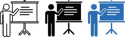 Three people presenting on flipcharts