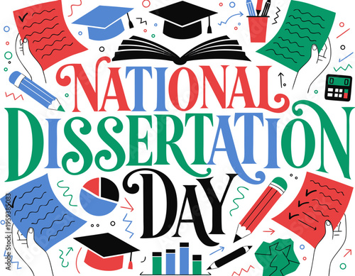 NATIONAL DISSERTATION DAY vector illustration isolated on white background