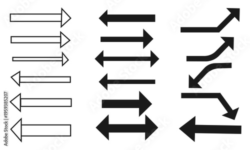 Vector arrows in flat style for infographics, interface apps, soushal media content elements. 