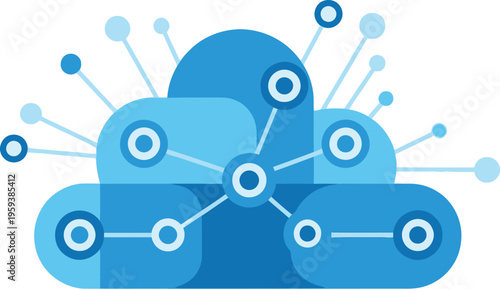 Abstract representation of cloud computing and data connection network technology