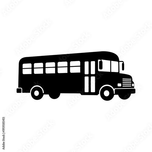 School Bus Transportation Vehicle Silhouette for Transportation and Travel Concepts