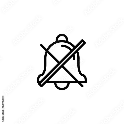 Silent Alert Bell Icon Indicating No Sound or Noise Off