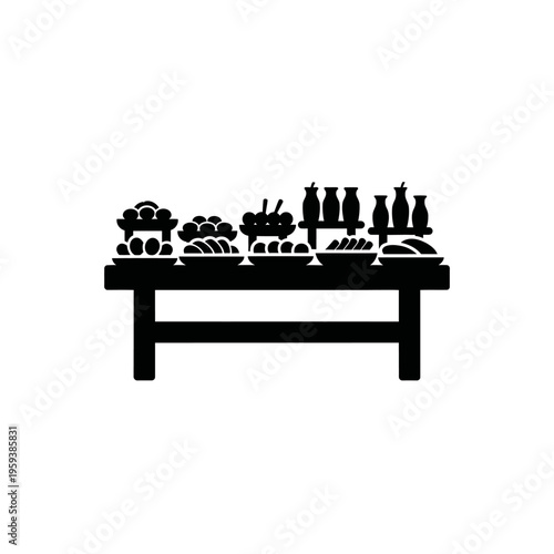 Silhouette of a Dessert Table with Assorted Cakes and Pastries for Celebration