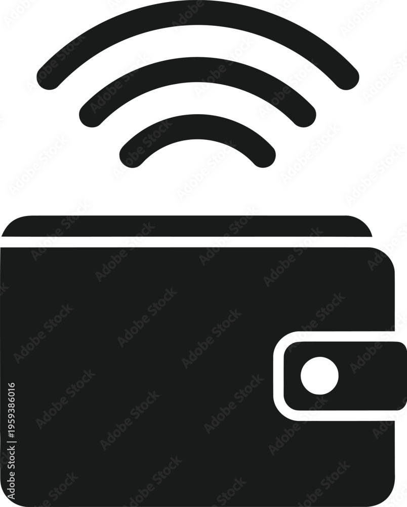 Fototapeta premium Contactless payment with a wallet and wireless signal icon illustration