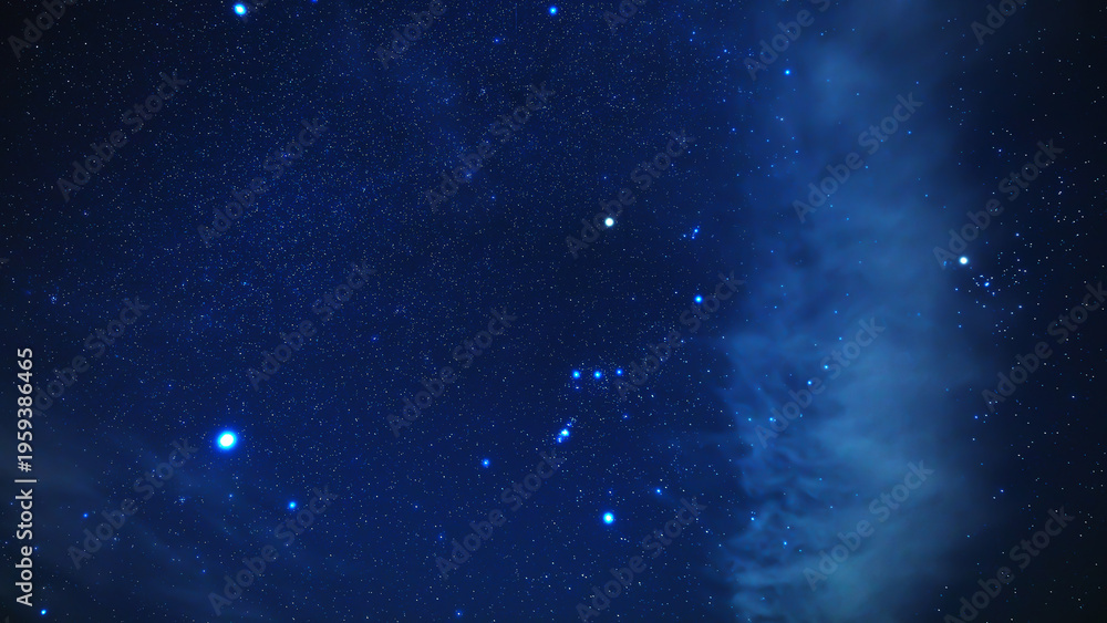 Fototapeta premium Orion constellation and Milky Way stars on a dark countryside skies.
