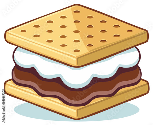 Delicious S'more Treat with Chocolate and Marshmallow Filling Illustration Graphic