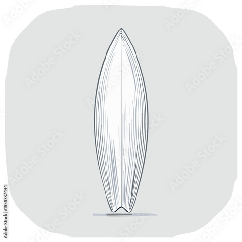 Isolated surfboard hand-drawn line art illustration for surfing and summer aquatic sport activities