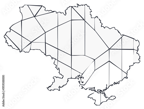 Geometric Map of Ukraine, Modern Minimalist Design, Vector Illustration