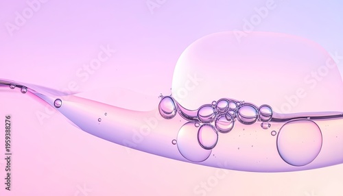 Abstract fluid dynamics with pink and purple hues and light reflections.