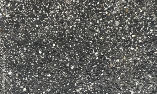 粗い粒子が特徴の黒いコンクリート・アスファルト背景テクスチャ。無機質な石材の質感