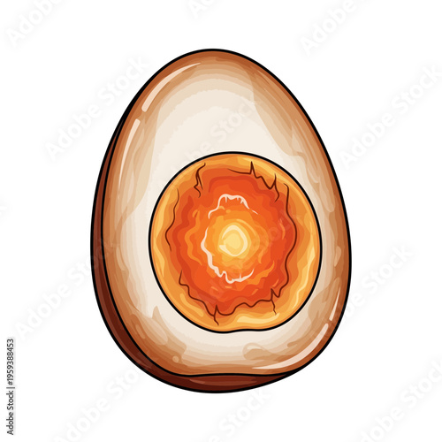 Half Soy Sauce Egg Illustration - Boiled, Marinated, and Delicious