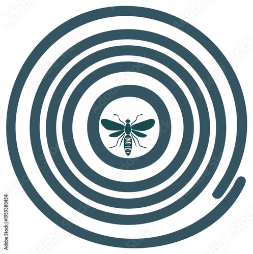 Mosquito Inside Concentric Circle Graphic Symbol for Insect Control or Awareness