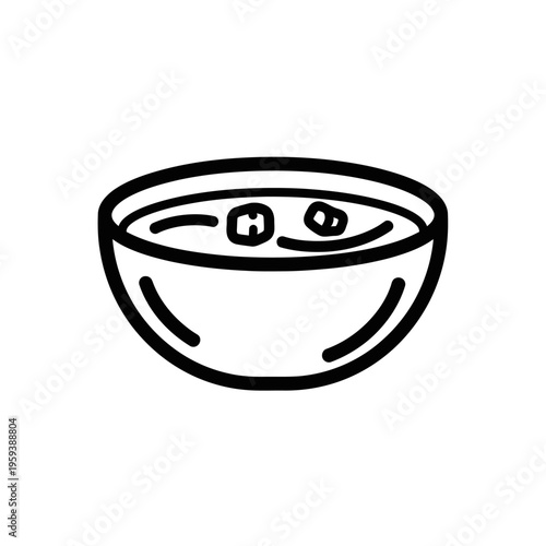 Simple Line Drawing of a Bowl of Fruit with Edible Contents, Minimalist Illustration