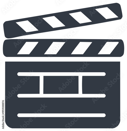 Film clapper board icon used for movie production and filmmaking