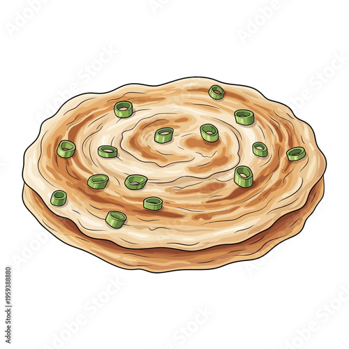 Scallion Pancake Illustration