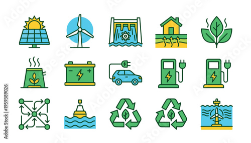Eco friendly icons for sustainable living.
