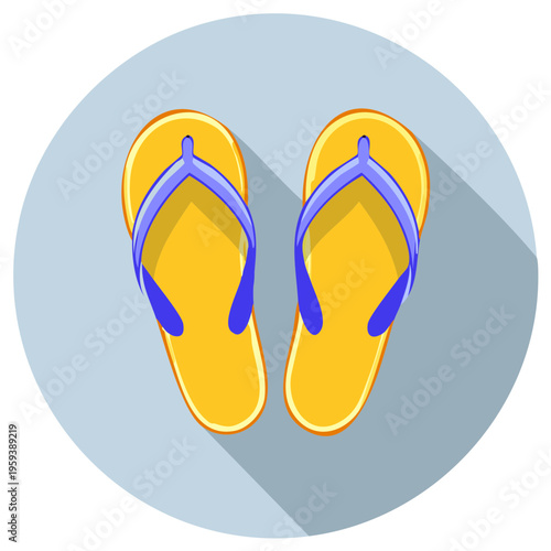 Colorful beach sandals in a modern flat design style with stylish long shadow effect