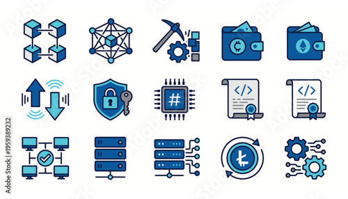 Collection of web development and coding icons.