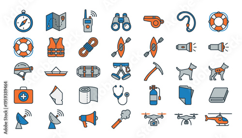 Collection of various industrial and nautical icons.