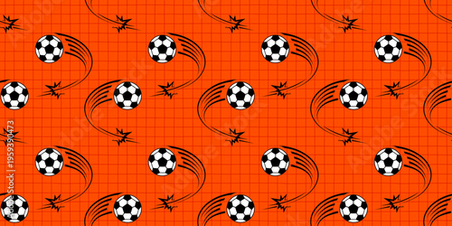 Football ball pattern for soccer seamless boy and sport vector design. Doodle print border for cute hexagon bg  background. Football net graphic for soccer goal