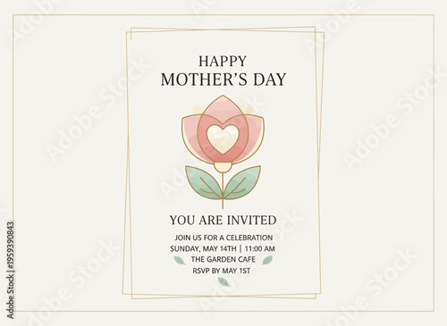 Mother's Day Invitation in Elegant Garden Setting