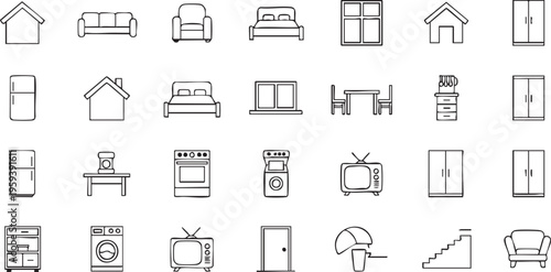 Black and white line of home and interior line black and white home interior furniture appliances