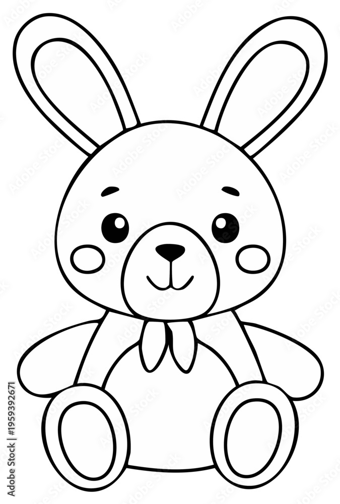 Obraz premium Cute Cartoon Rabbit Illustration for Coloring Book, Outline Drawing of Bunny