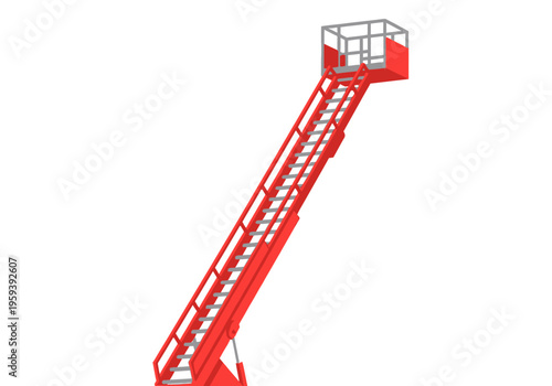 Elevated industrial stairway with safety railing, engineered for safe access to high platforms