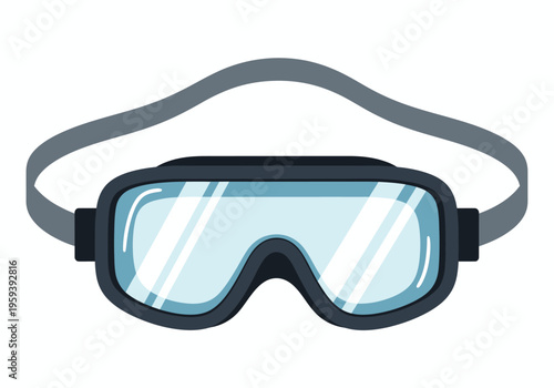 Protective safety goggles with a grey strap and clear lenses for eye protection