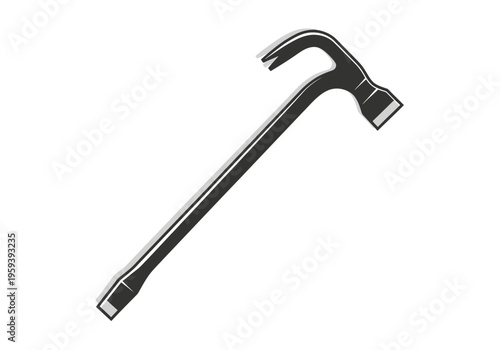 A detailed illustration of a crowbar and hammer tool, perfect for construction and DIY projects