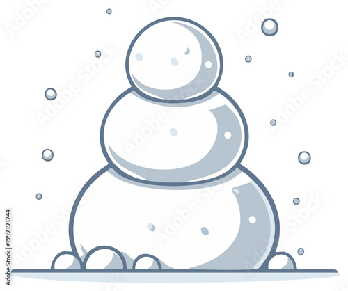 Cartoon snowman illustration with falling snow and a simple design.
