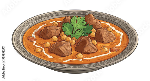 Delicious Beef Curry with Chickpeas and Coriander Garnish