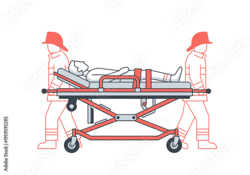 Paramedics transport a patient on a stretcher, illustrating emergency medical services and healthcare