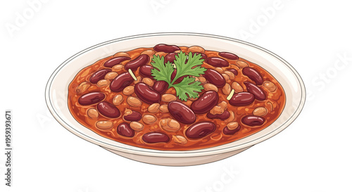 Hearty Bean Stew in White Bowl