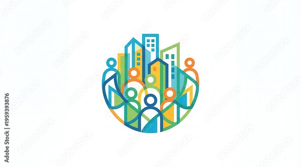 Obraz premium Social Engagement Concept, Support network connecting people in urban center